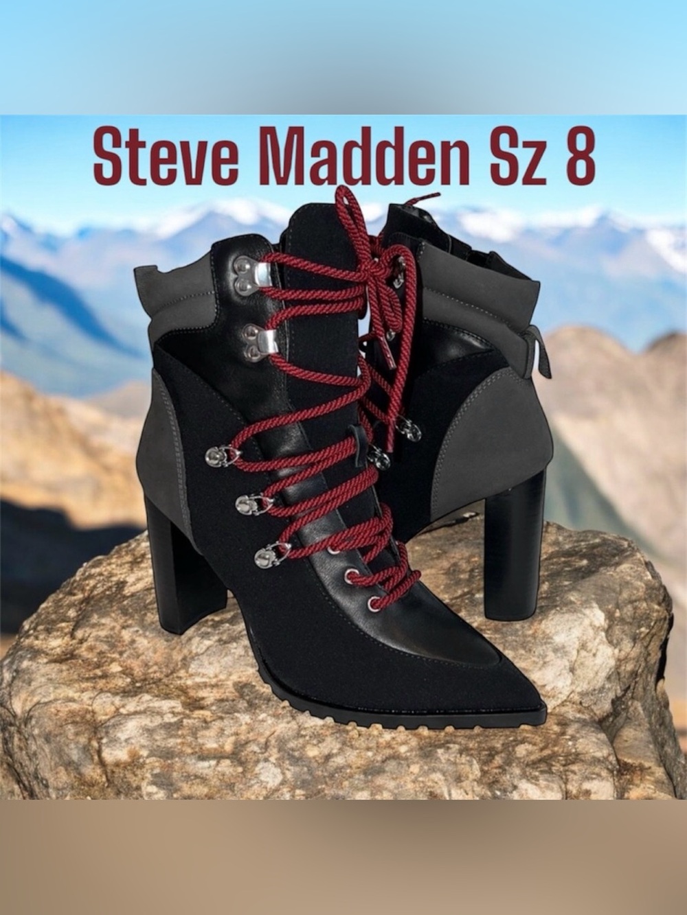 Steve Madden Lace Up Boots Size 8 NWT